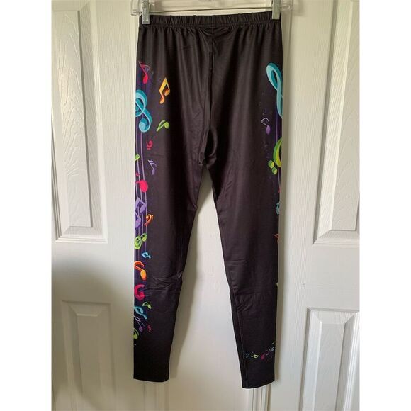 Women's Music Note Print Leggings Multicolor Size L Casual‎ - Picture 5 of 13